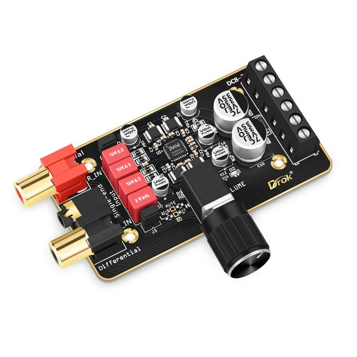 12V Amplifier Board, DROK 15W+15W 2.0 Dual Channel Audio Amplifier Board Pam8620