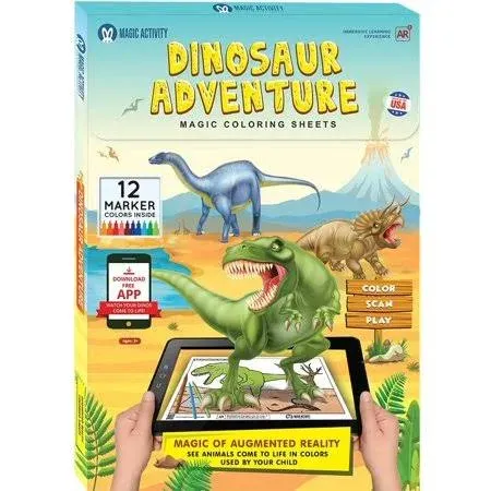 Dinosaur Adventure Coloring and Activity Book for Kids With 3D Augmented Reality