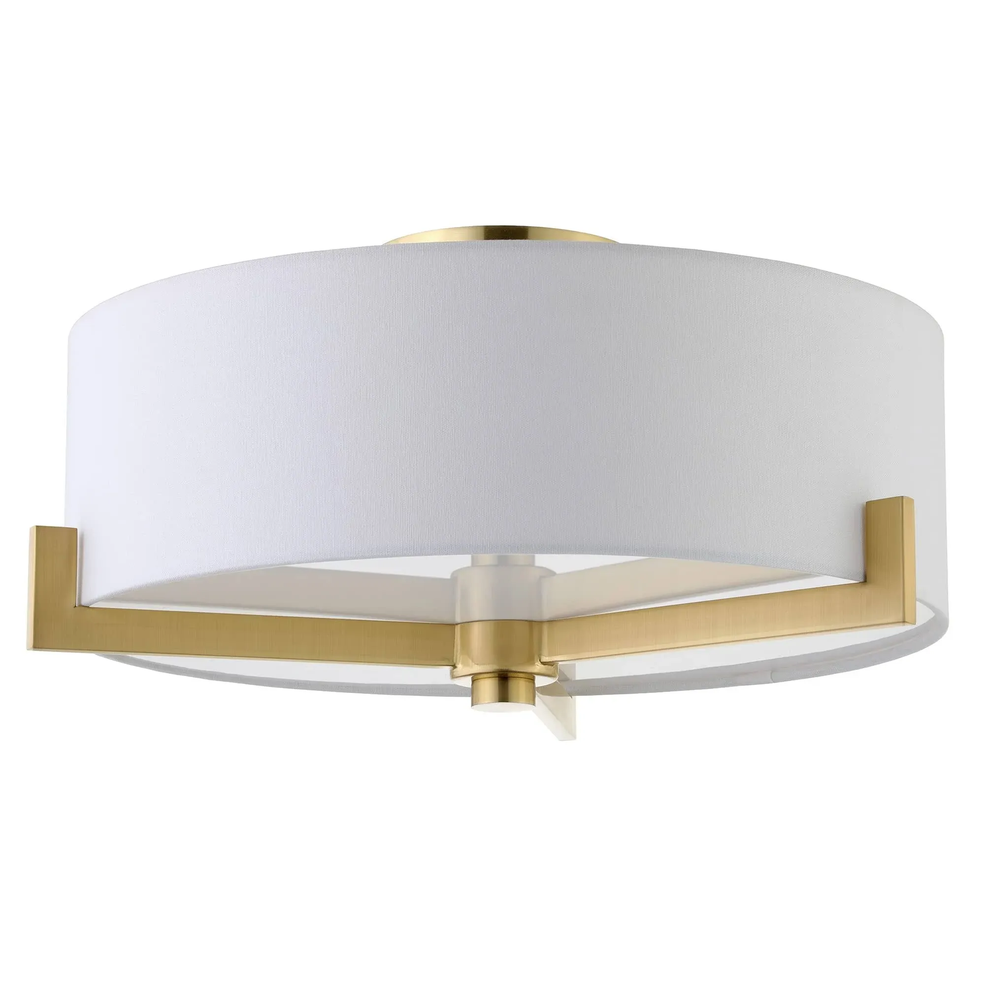 Hudson&Canal Hamlin 17" Wide 2-Light Semi Flush Mount with Fabric Shade in ...