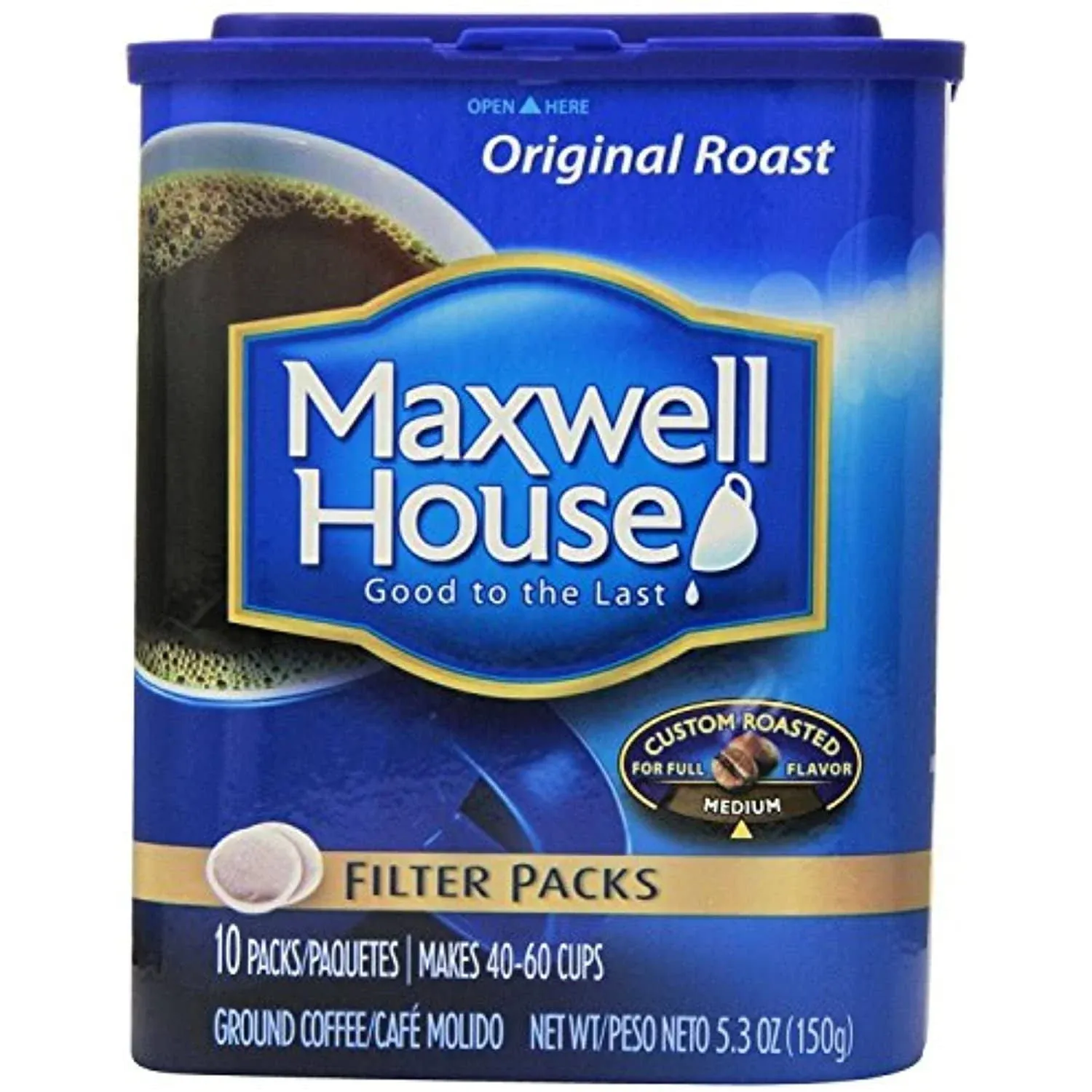 Maxwell House, Filter Packs, Original Roast, 10 Count, 5.3oz Container (Pack of 2)