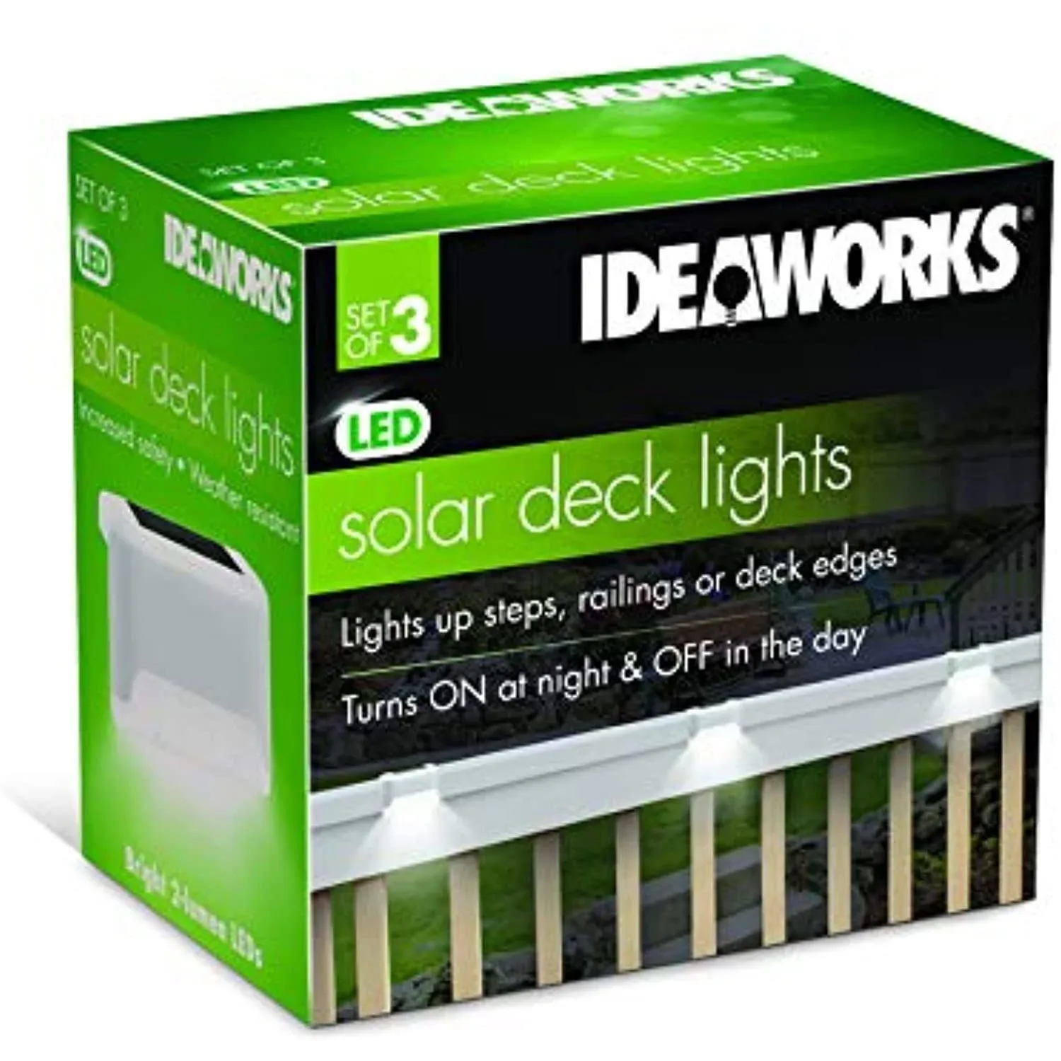 Ideaworks White LED Solar Deck Lights - 3 Pack