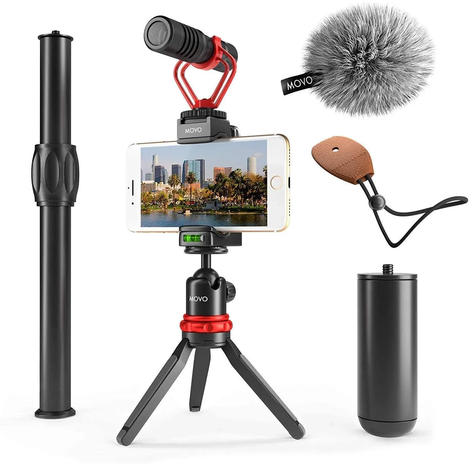 Movo VXR10+ Smartphone Video Rig with Mini Tripod, Phone Grip, and Video Microphone