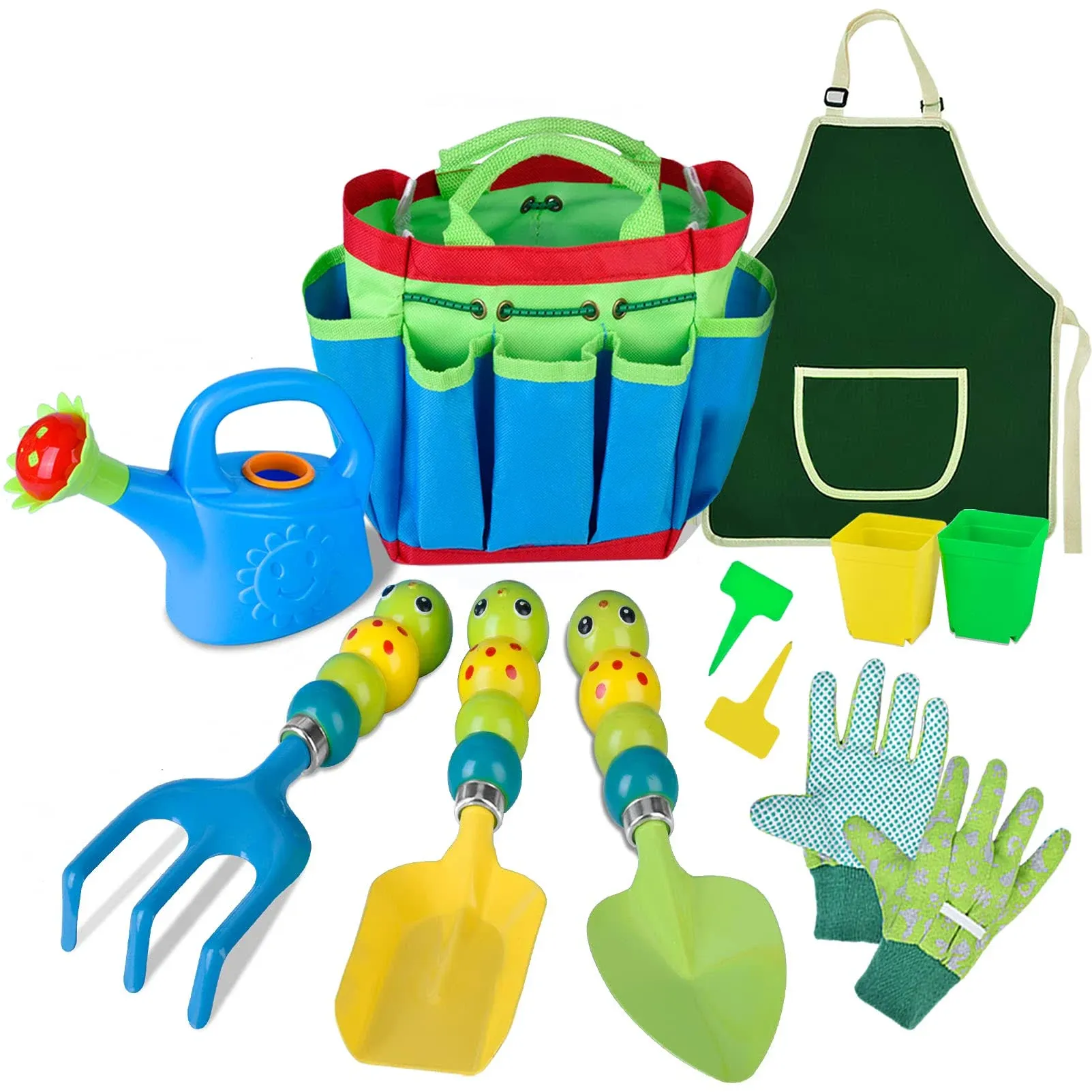 Kids Gardening Tools Set - 12 Pcs Colorful Metal Garden Tools Set for Children ...