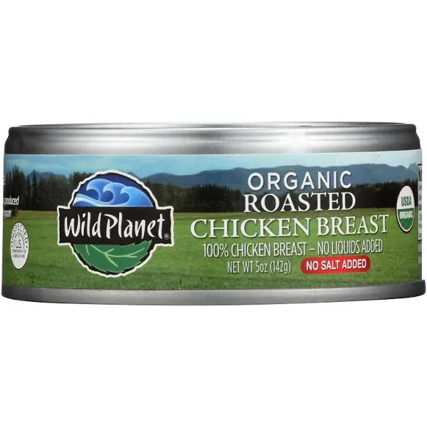 Wild Planet Organic Canned Chicken Breast - Roasted - Case of 12 - 5 Ounce