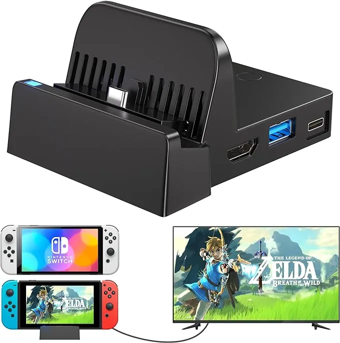 Ponkor Switch Dock with USB 3.0, Compact, Lightweight and Portable, Charging Adapter for Nintendo Switch