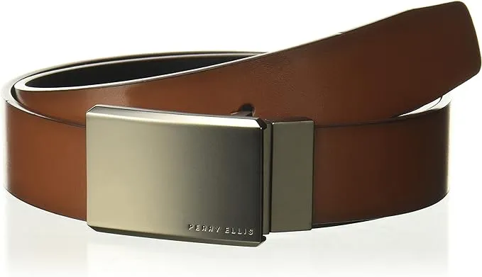 Perry Ellis Portfolio Men's Matt Leather Reversible Dress Belt