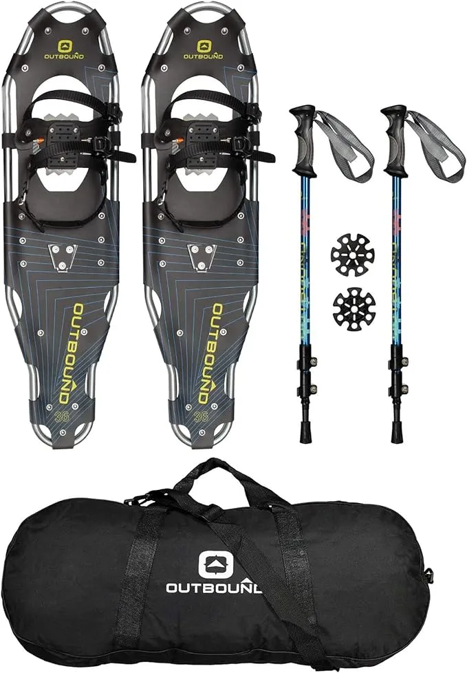 Outbound Lightweight 30 in Aluminum Snowshoes Kit with Poles & Carrying Tote Bag