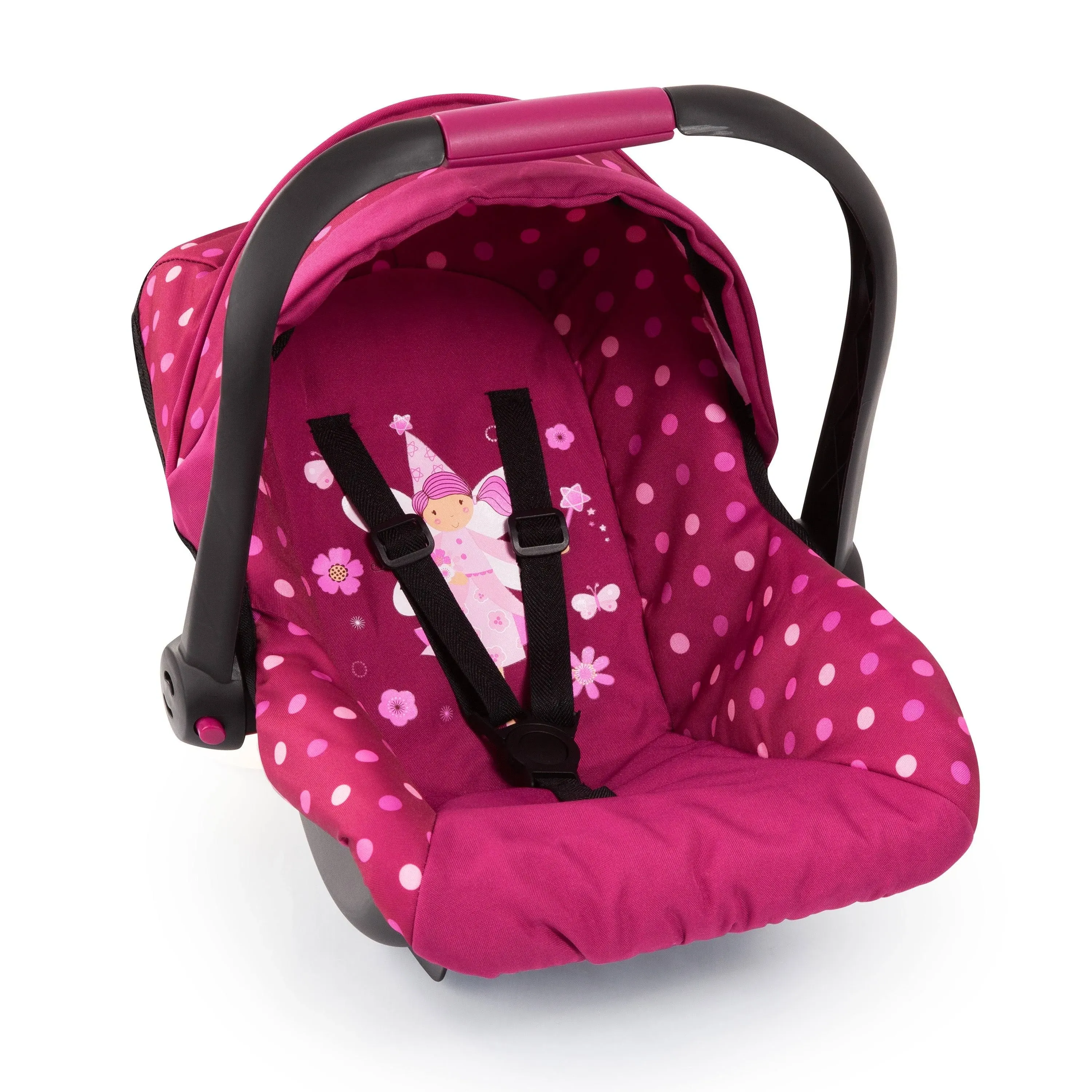 Baby Doll Deluxe Car Seat with Canopy- Polka dots , Pink