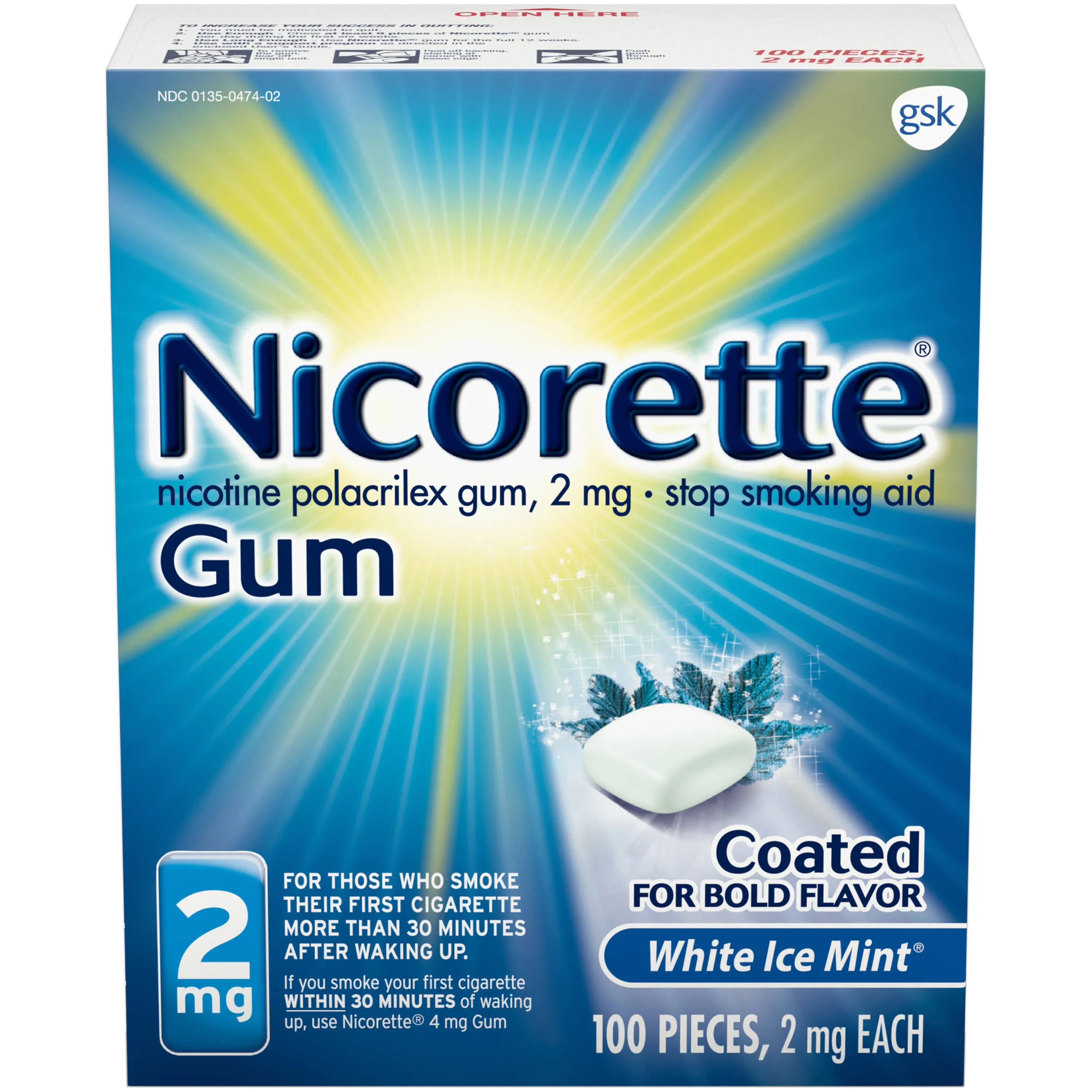 NICORETTE 4mg WHITE ICE MINT VALUE PACK 160 COUNT STOP SMOKING 11/2025 FREE SHIP