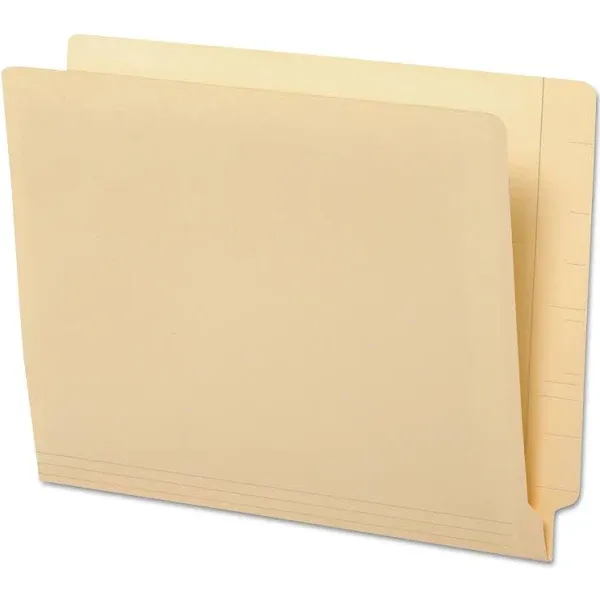 Deluxe Reinforced End Tab Folders, 9&amp;quot; Front, Straight Tab, Letter Size, Manila, 100/Box