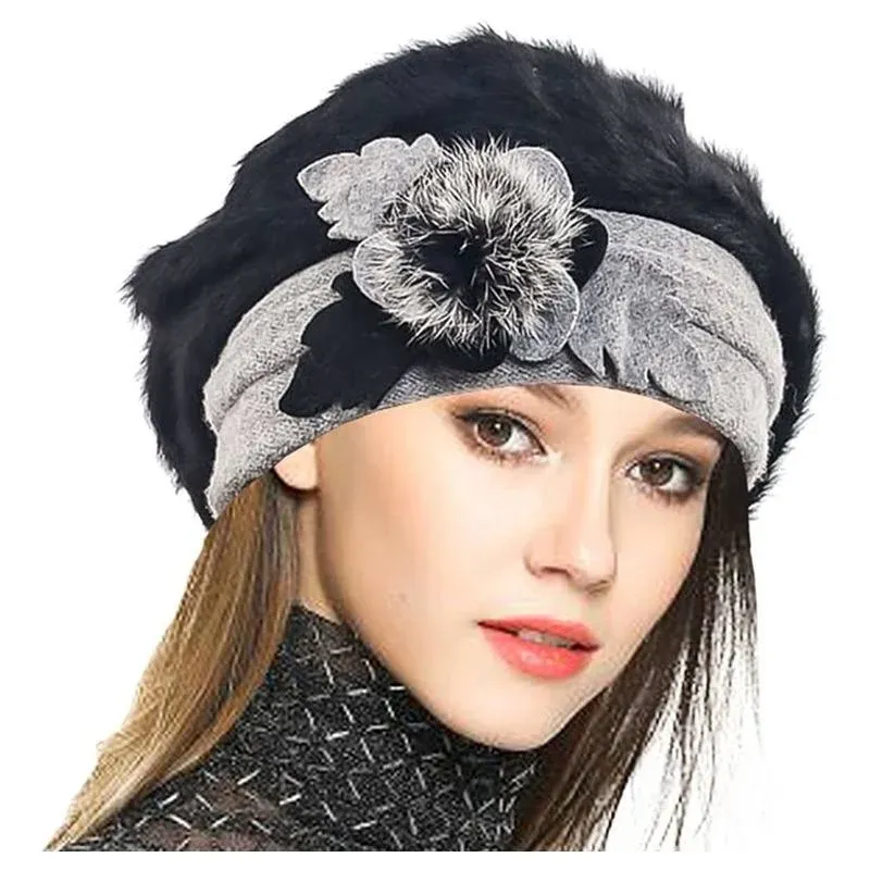 HOT LADY French Beret 100% Wool Beret Angola Black