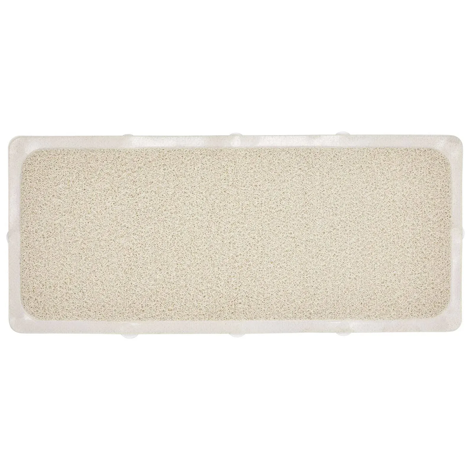 mDesign Plastic Loofah Cushioned Suction Bath Mat for Shower or Tub, Natural/Tan