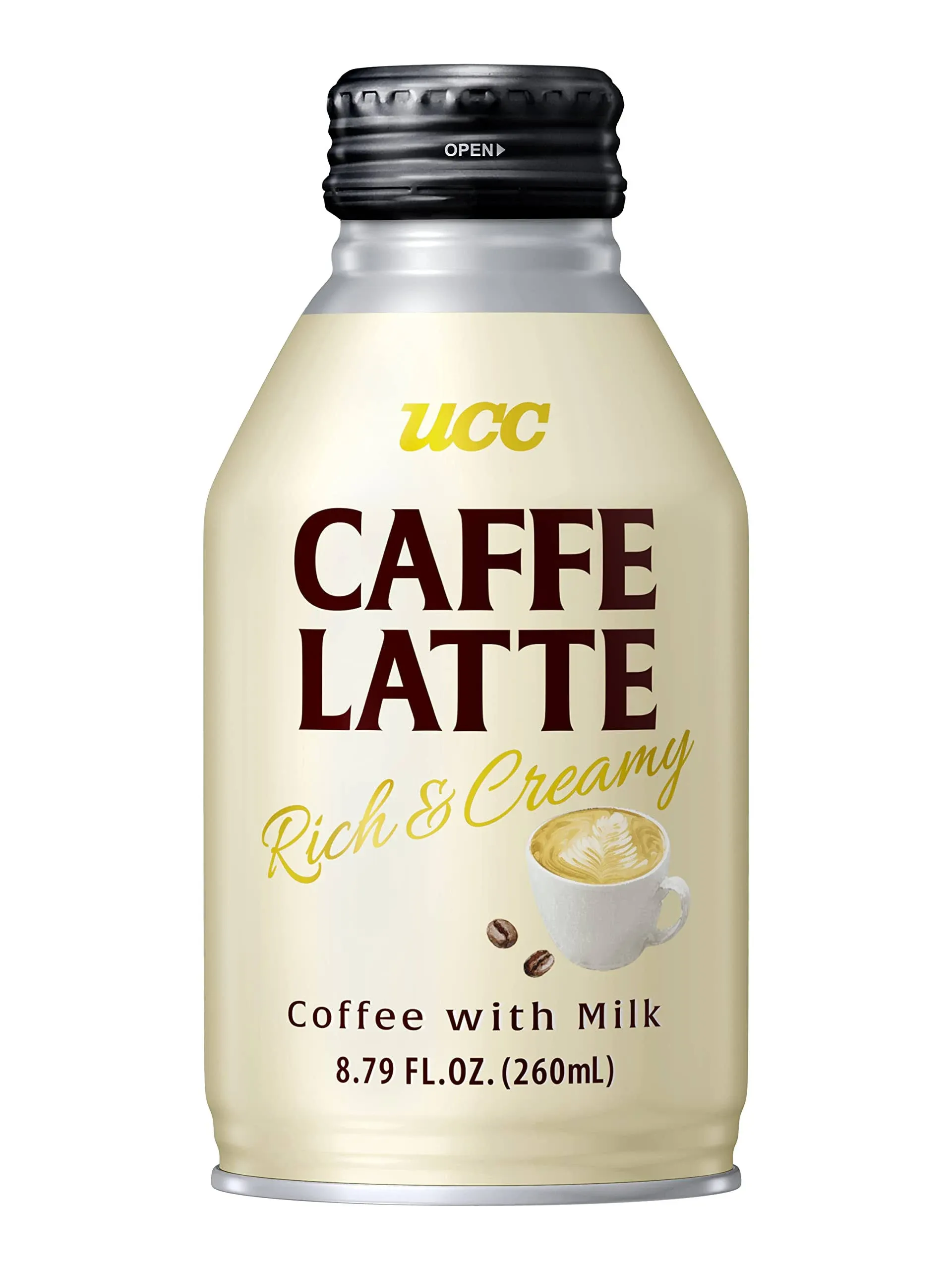 UCC Ready to Drink Caffe Latte, 8.79 FL OZ (Pack of 24), Delicious, Rich and Creamy, Convenient Bottled Coffee Drinks For On-the-Go, Imported from Japan