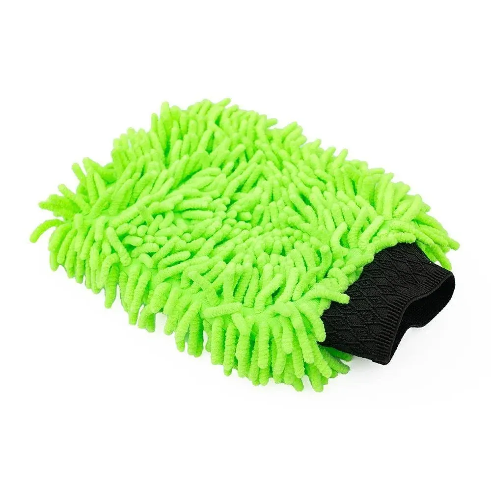 The Rag Company Chenille Wash Mitt, 8" x 10" / Blue and Lime Green / 2