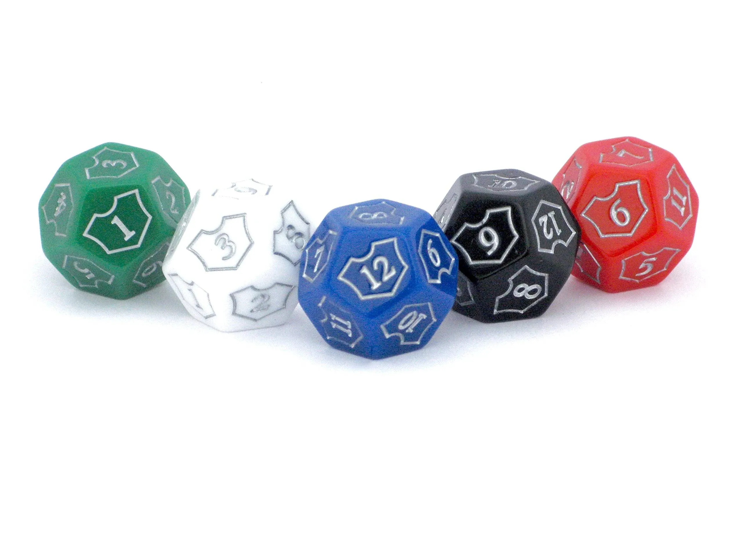 Hedral MtG D12 Spin-Down Loyalty Counter Dice 5 Die Set Red White Black Green ...