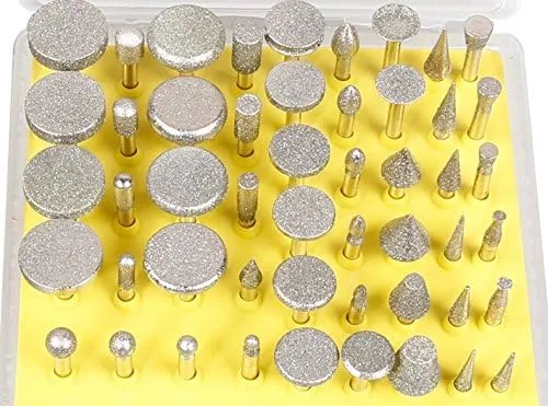 eoocvt 50pcs Diamond Tipped Coated Rotary Grinding Head Jewelry Lapidary Burr Grit