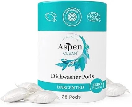 Aspen Clean Dishwasher Pods, Unscented, 28 Pods Each, (2 PACK)