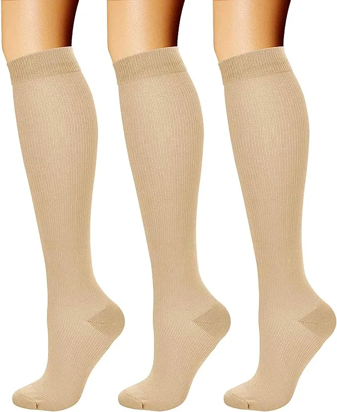 CHARMKING Compression Socks for Women & Men Circulation (3 Pairs) 15-20 mmHg Is Best Support for Athletic Running Cycling