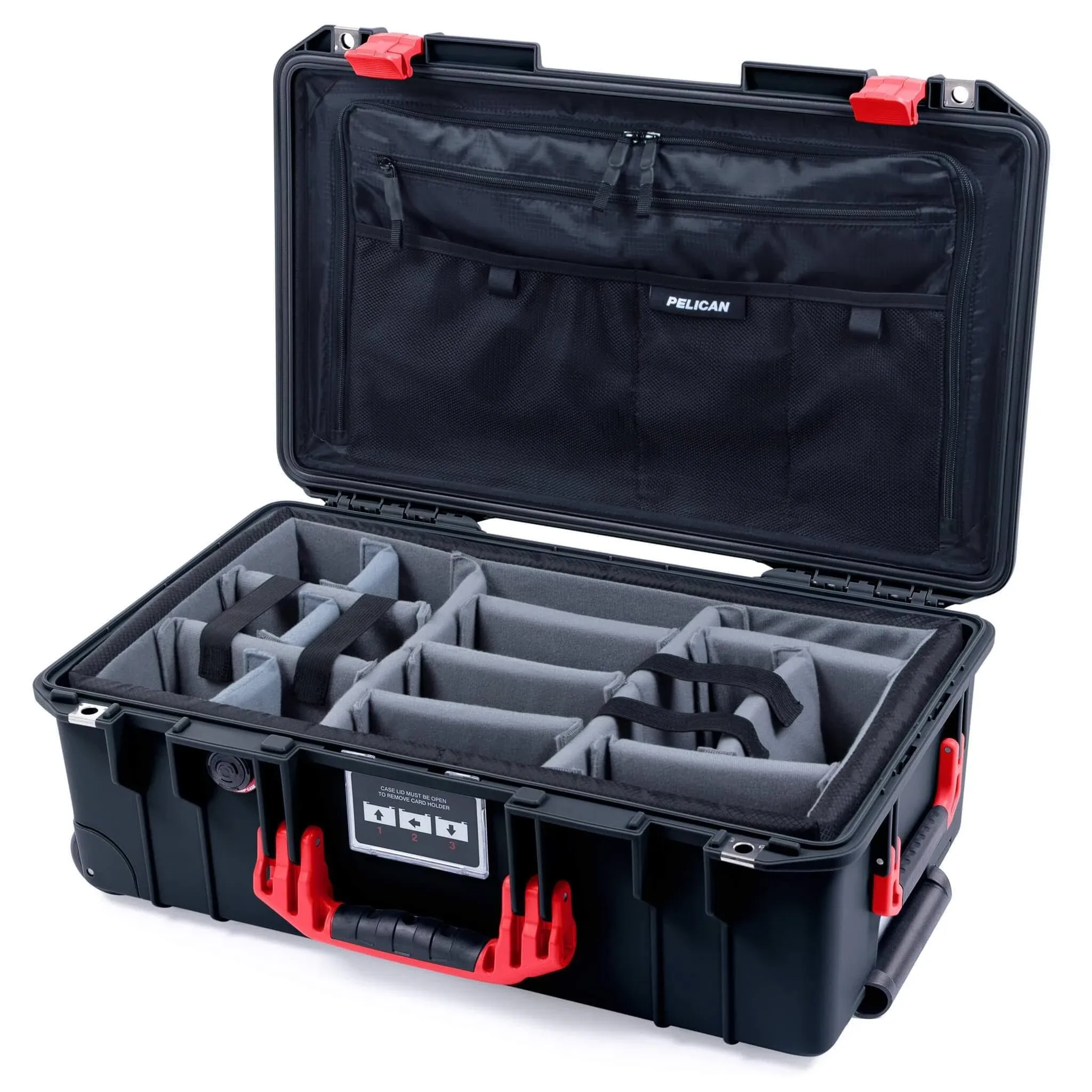 Black Pelican 1535 Air case with dividers (grey) and Combo lid Pouch.