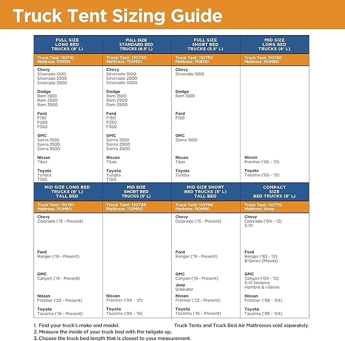 Rightline Gear Compact Size Bed Truck Tent - 6' - 110770