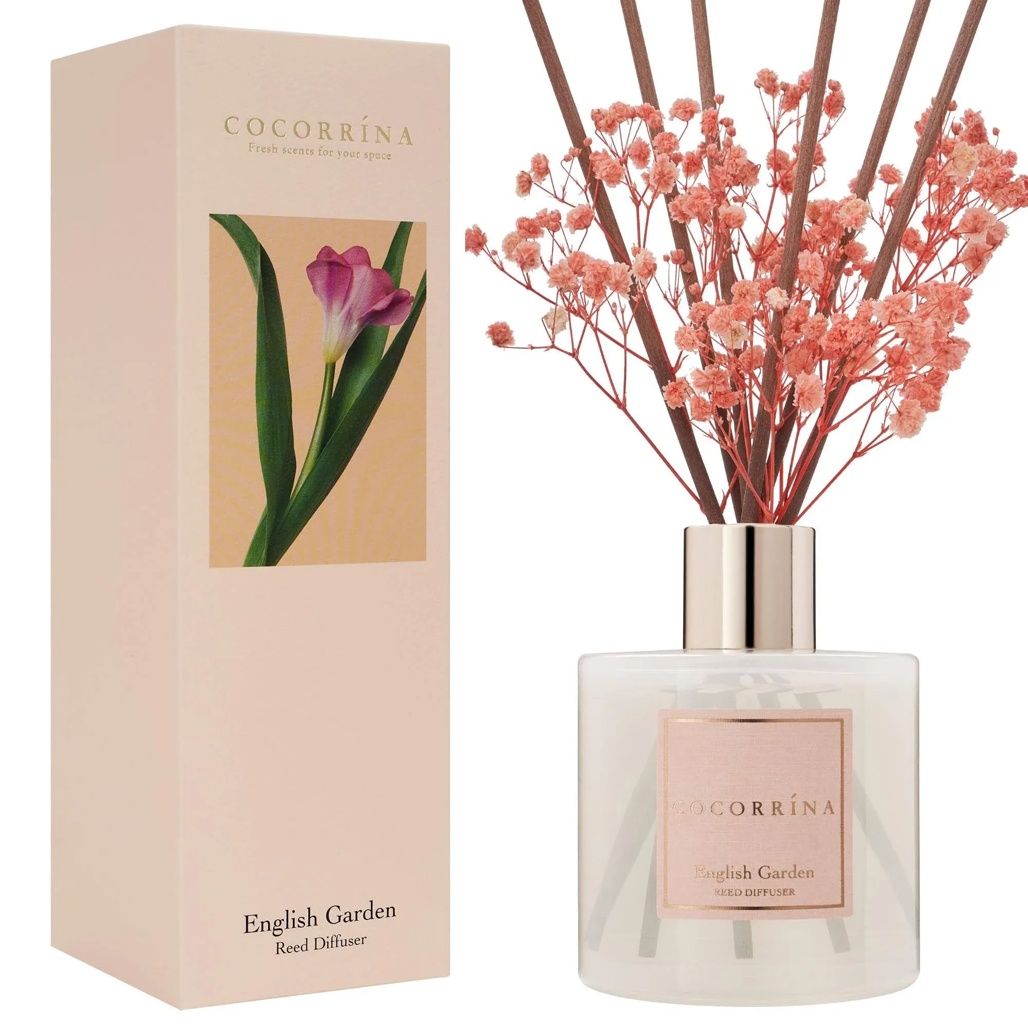 COCORRÍNA Reed Diffuser - English Garden Scented Diffuser with 8 Sticks Home 