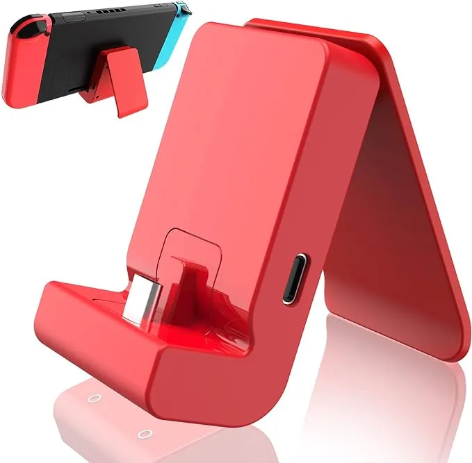 Switch Stand for Nintendo,Charging Dock for Nintendo Switch and Nintendo Switch Lite/OLED, Portable Switch Adjustable Charging Stand for Nintendo with USB Type C Charger Port(Red)