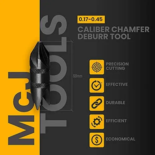 McJ Tools Reloading 0.17-0.6 Cal Chamfer/Deburr<wbr/>ing Tool HSS M2 Case Prep... 