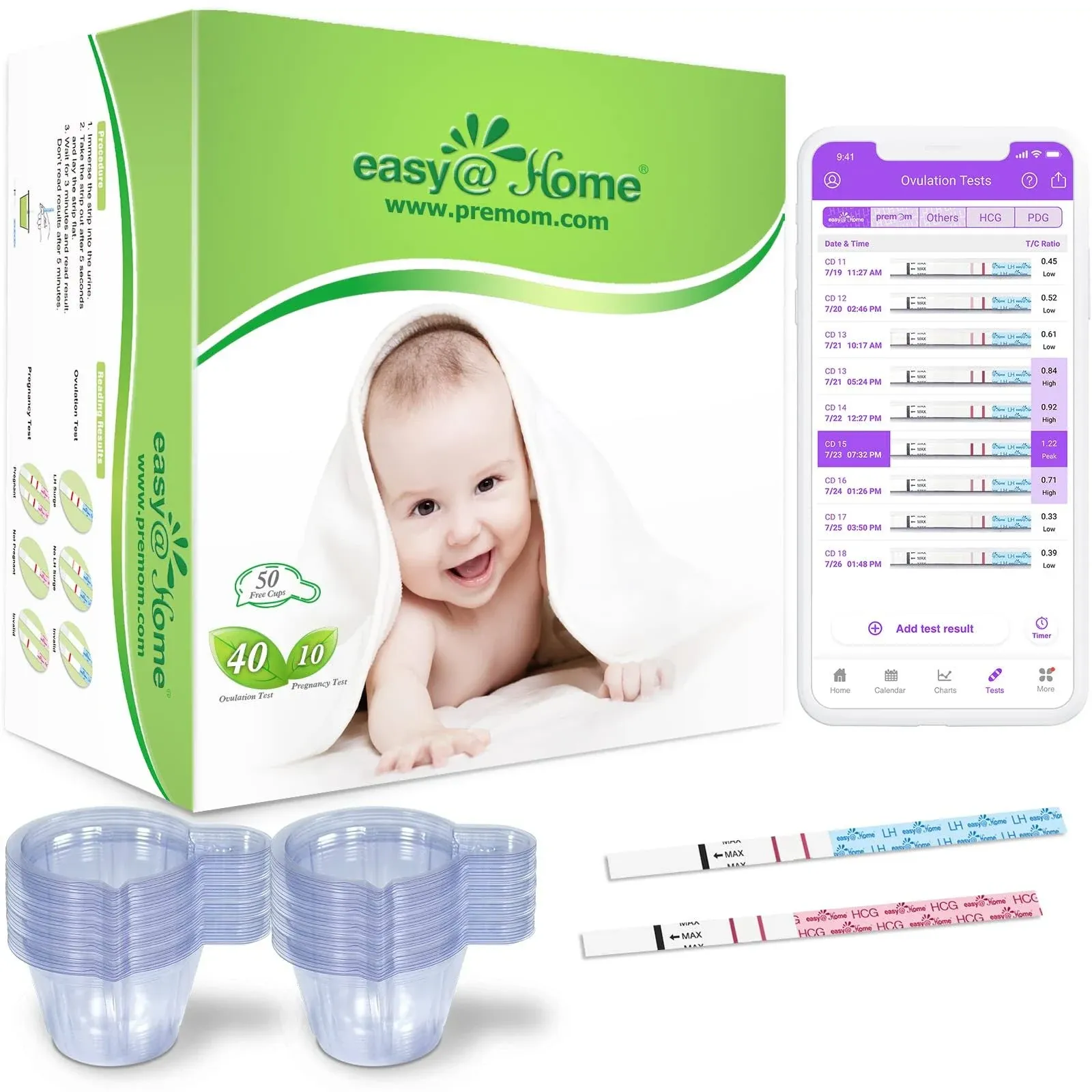 Easy@Home Ovulation Test Strips and Pregnancy Test Strips Combo Kit