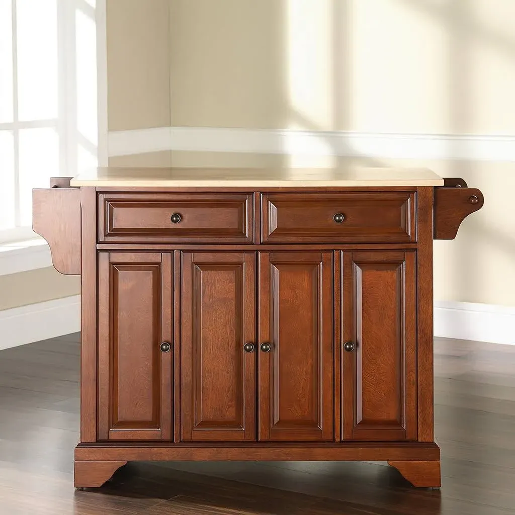 Lafayette Wood Top Full Size Kitchen Island/Cart Cherry/Natural - Crosley KF30001BCH