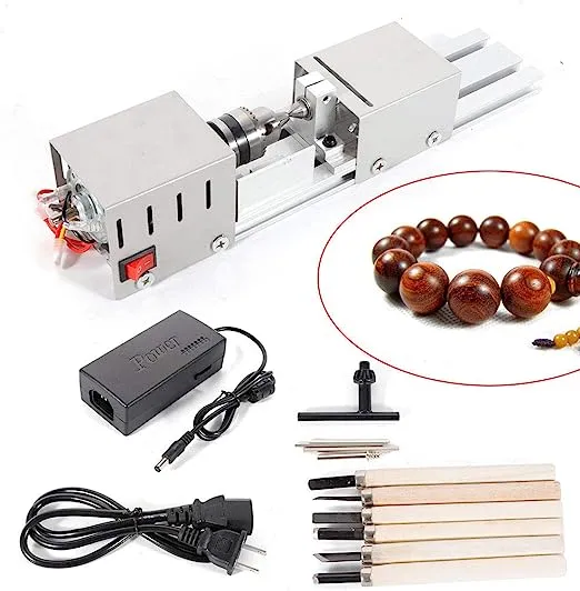 BACHIN Mini Lathe Beads Polisher Machine Diy Machining for Table Woodworking Wood DIY Tool Lathe Standard Set