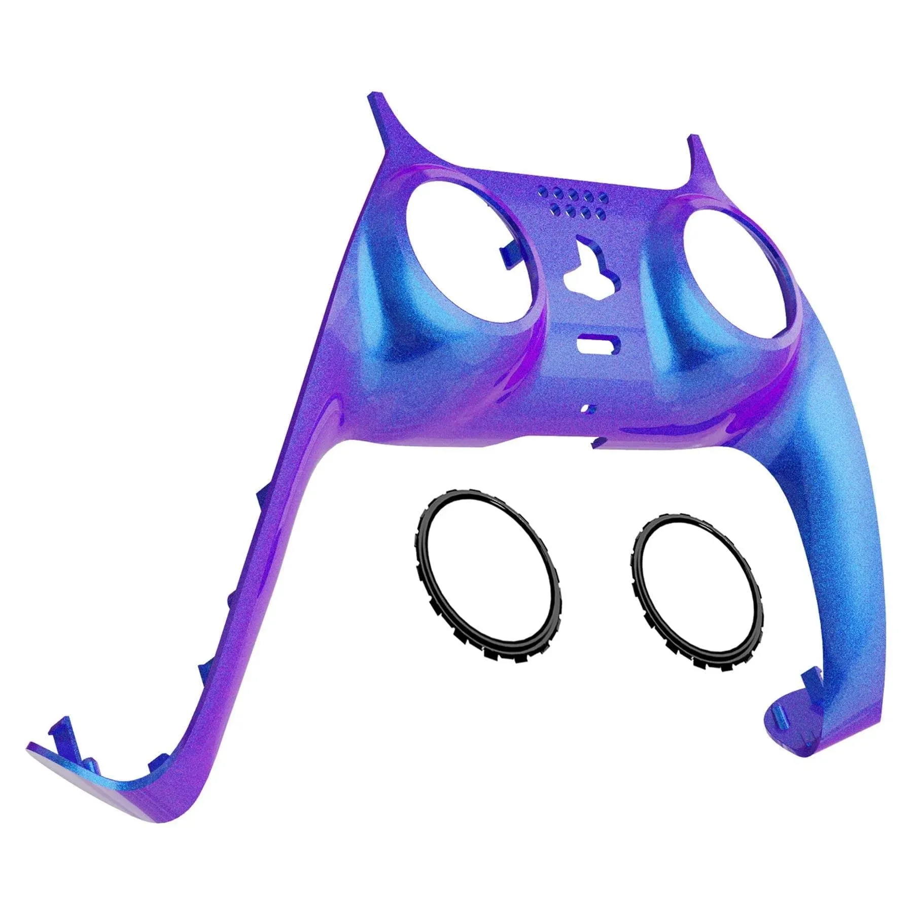 eXtremeRate Top Bottom Decorative Trim Shell Compatible with ps5 Edge Controller DIY Replacement Front Back Clip Shell, Custom Chameleon Purple Blue Plates Cover Compatible with ps5 Edge Controller