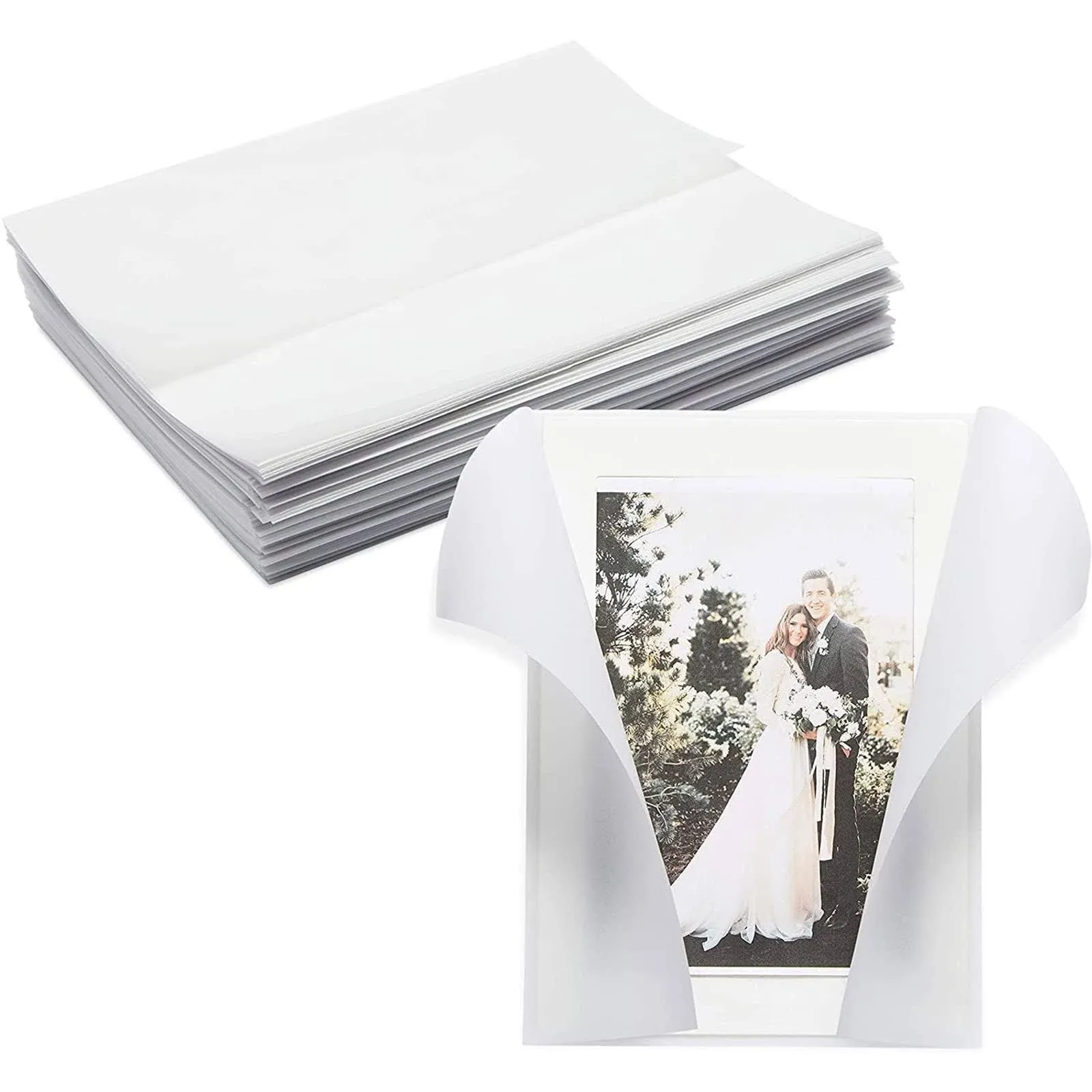 100 Pack Vellum Jackets for 5x7 Invitations Bulk Transparent Paper Envelope Liners for Wedding Cards