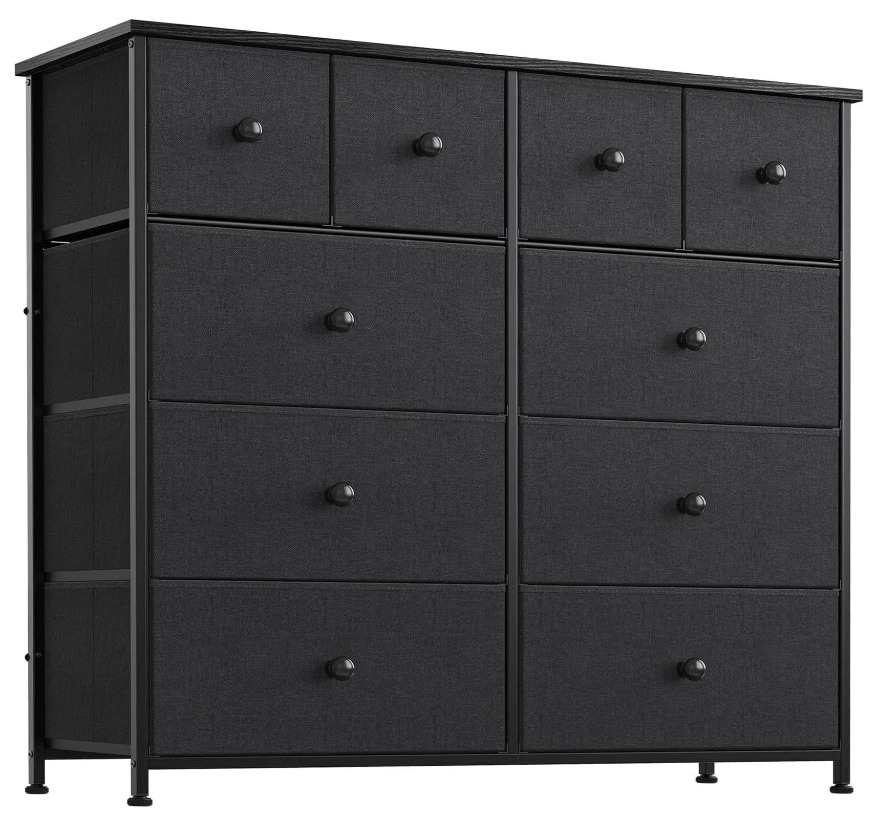 REAHOME 10 Drawer Dresser for Bedroom Fabric Storage Tower Wide Black Dresser ...