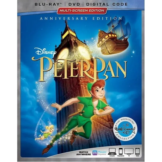 Peter Pan:Anniversar<wbr/>y Edition (Blu-ray +  DVD + Digital code) New 