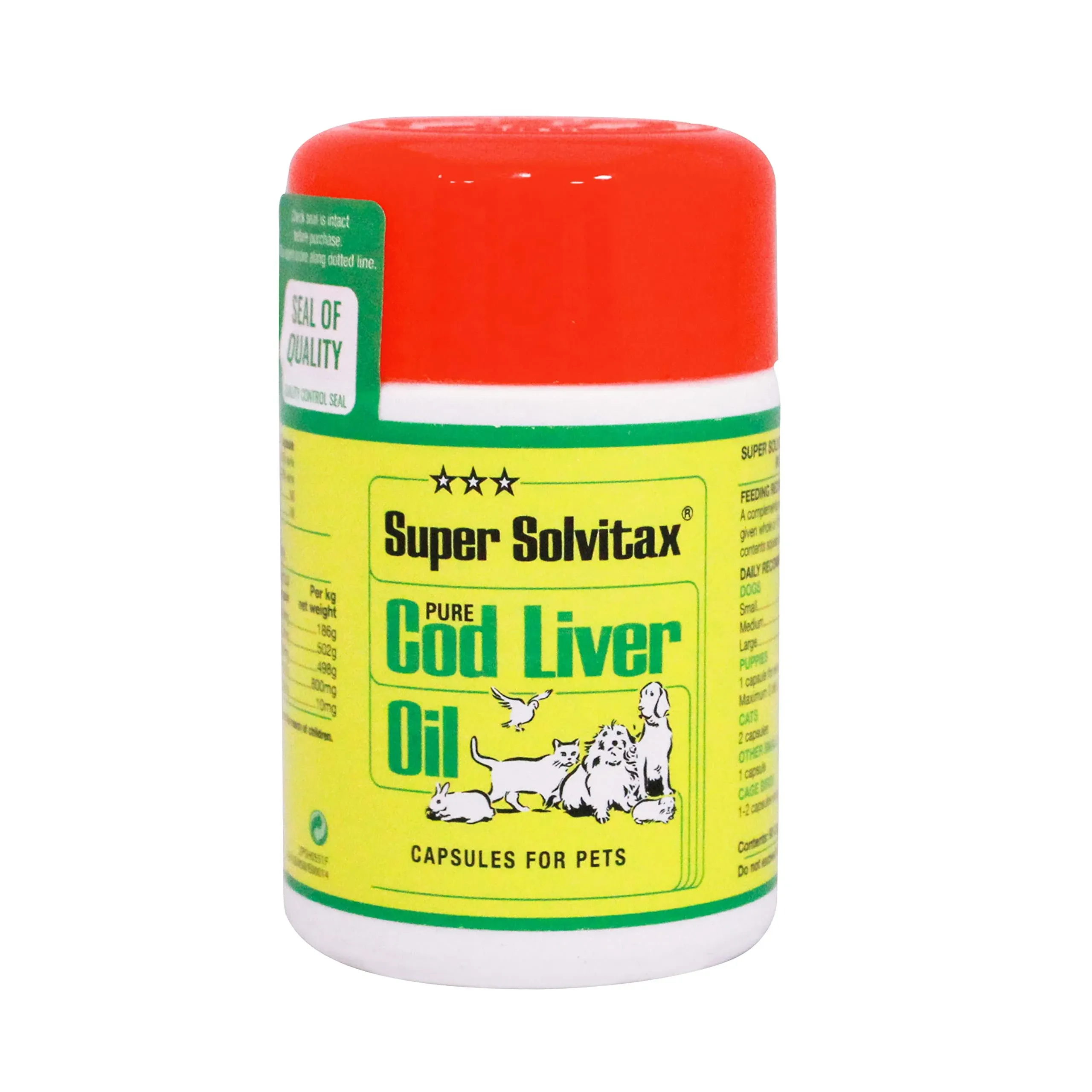 Super Solvitax | Pure Cod Liver Oil for Dogs | Helps Maintain Healthy Skin, Strong Bones & Teeth (90 Capsules)