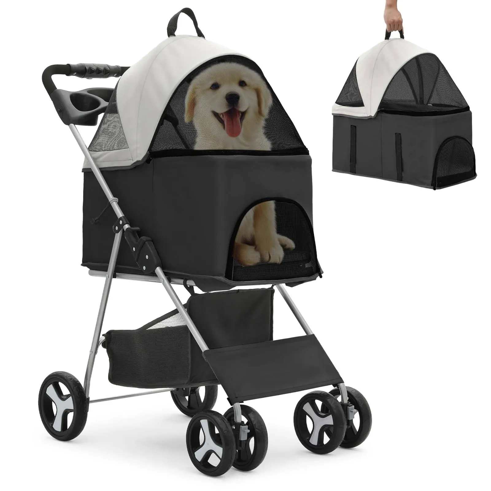 MoNiBloom 3-in-1 Foldable Pet Stroller Detachable Carrier, Car Seat and Stroller ...