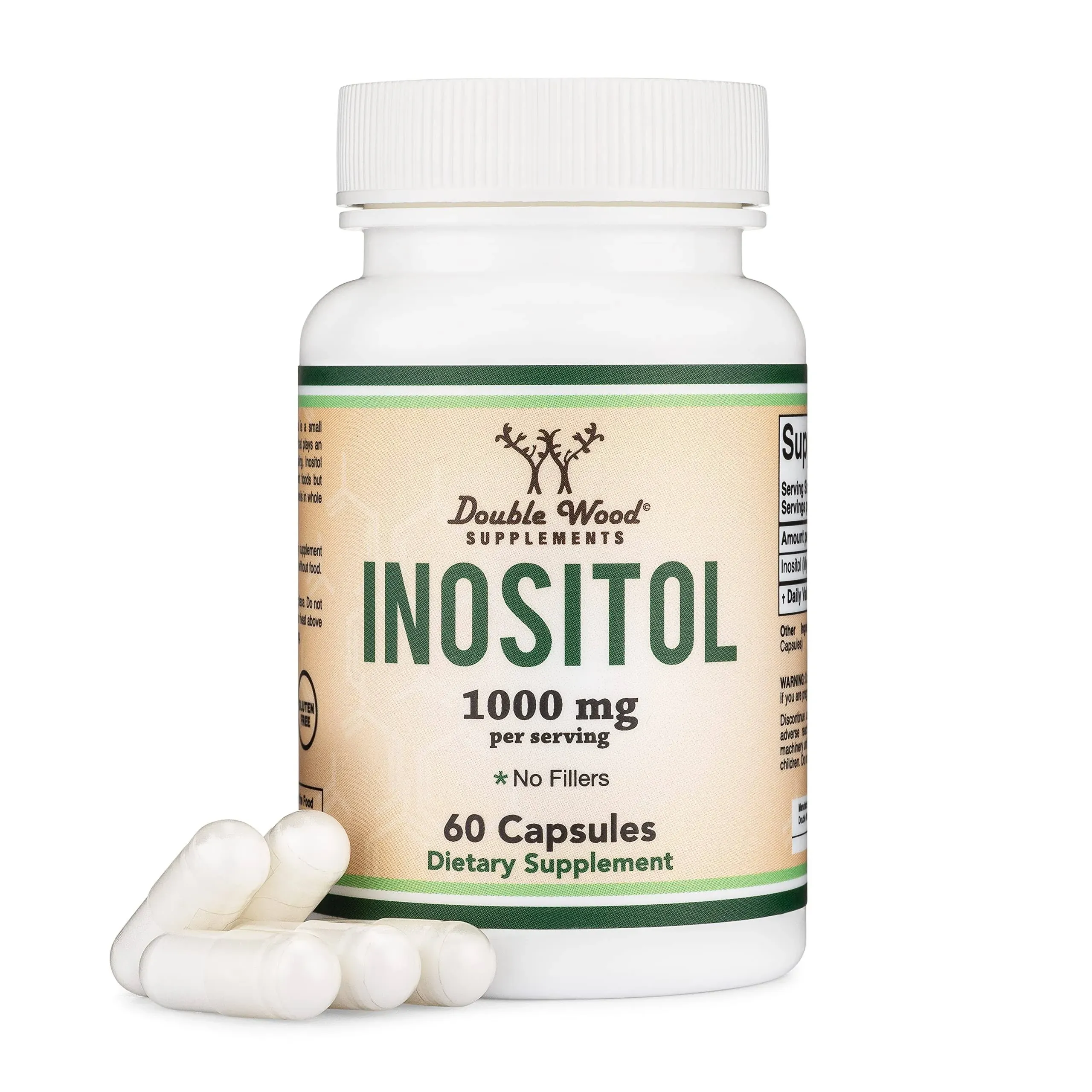 Inositol Capsules (Myo Inositol) 1000mg Health Support for Women (60 Count)(No Fillers, Vegan Safe, Gluten Free) by Double Wood