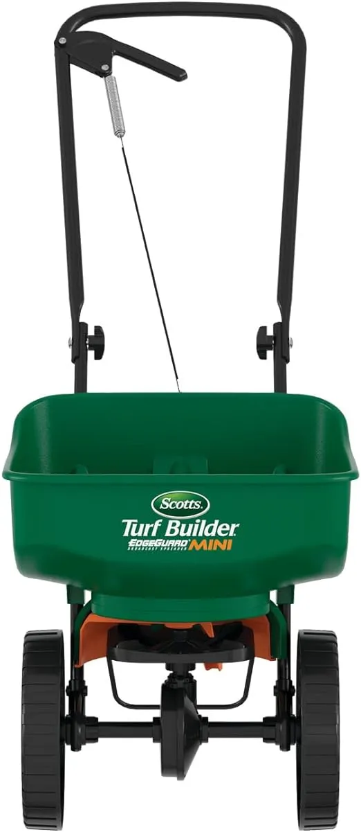 Scotts Turf Builder EdgeGuard Mini Broadcast Spreader for Seed,Fertilizer,Salt,Ice Melt, Holds up to 5,000 sq.ft. Product