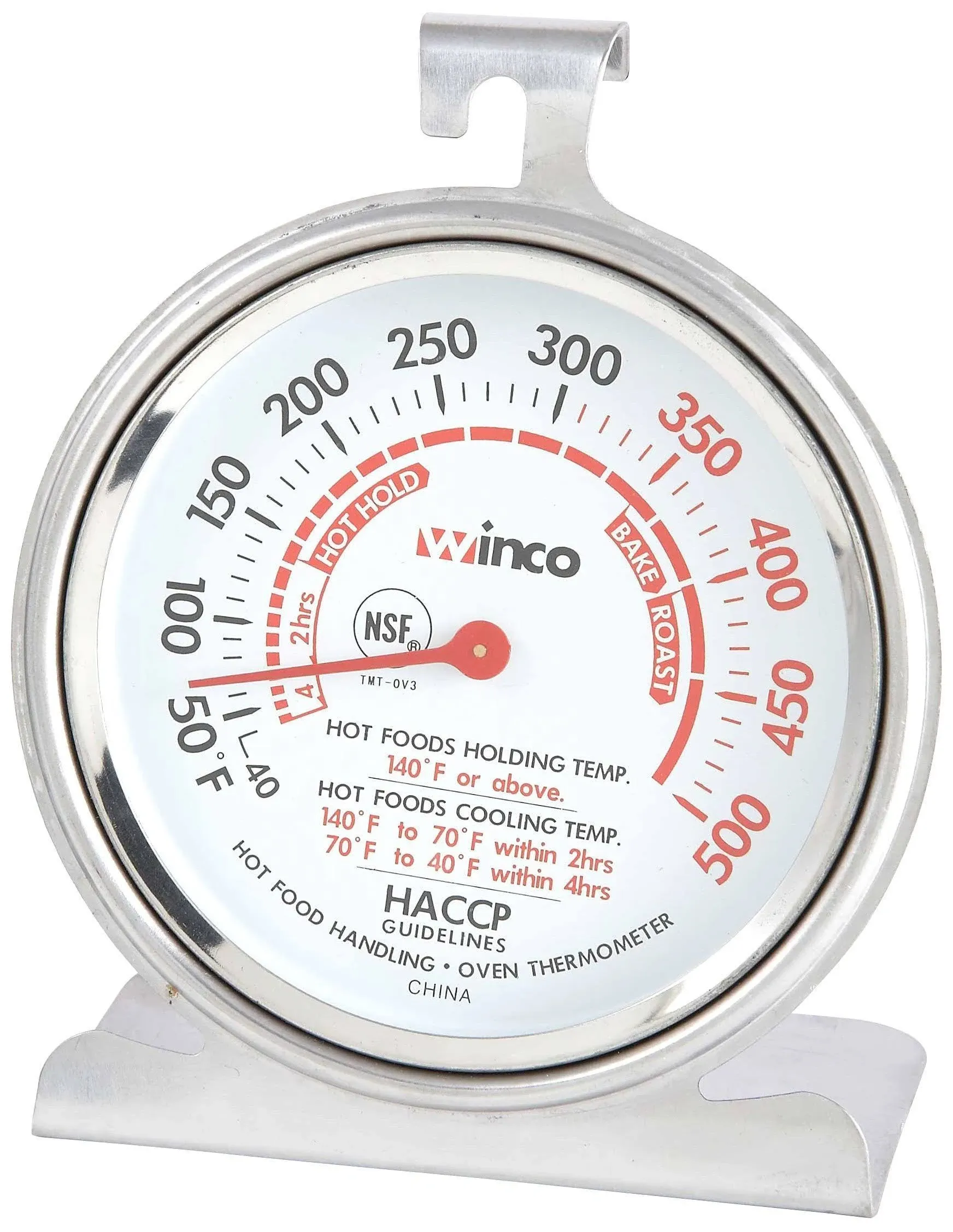 Winco B001B4KUPY 3-Inch Oven Thermometer with Hook and Panel Base, 3" Dial