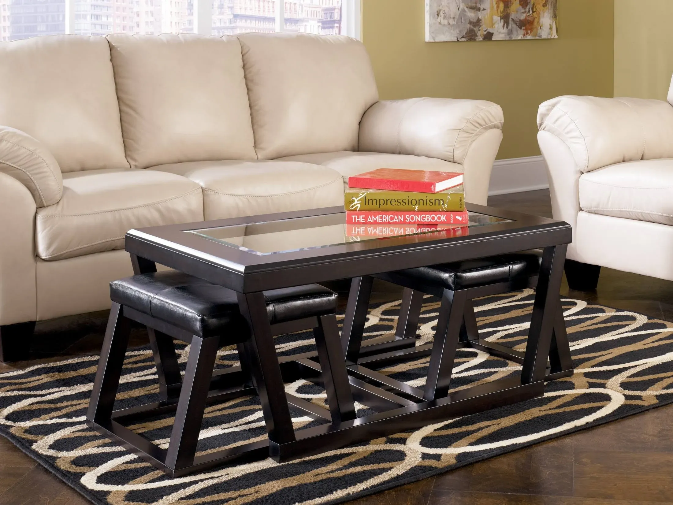 Kelton Coffee Table with Nesting Stools Espresso - Signature Design by Ashley