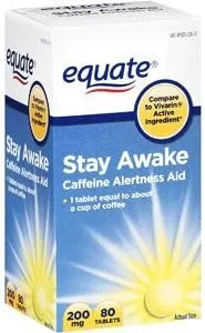 Equate 200mg Caffeine Tablets for Increased Energy and Mental Focus, 80 Count