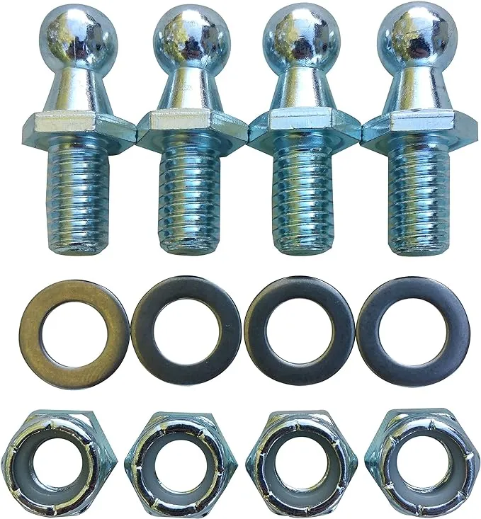 (4 Pack) 10mm Ball Studs with Hardware - 5/16-18 Thread x 3/4" Long Shank - Gas Lift Support Strut Fitting