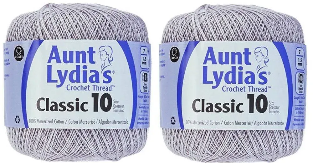  Crochet Thread - Size 10 - Silver (2-Pack) 