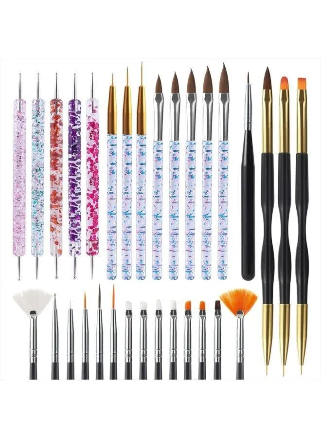 Artdone 31pcs Nail Art Brushes,Nail Art Tool Set,Nail Dotting Tools,Nail Dust ...