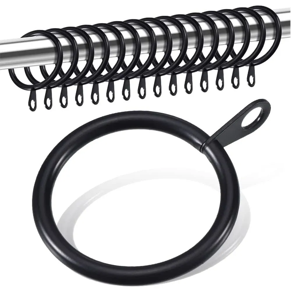 20 pcs Metal Curtain Rings with Eyelet, 1-1/4 inch Inner Diameter,Fits Up to 1 Inch Rod, Black