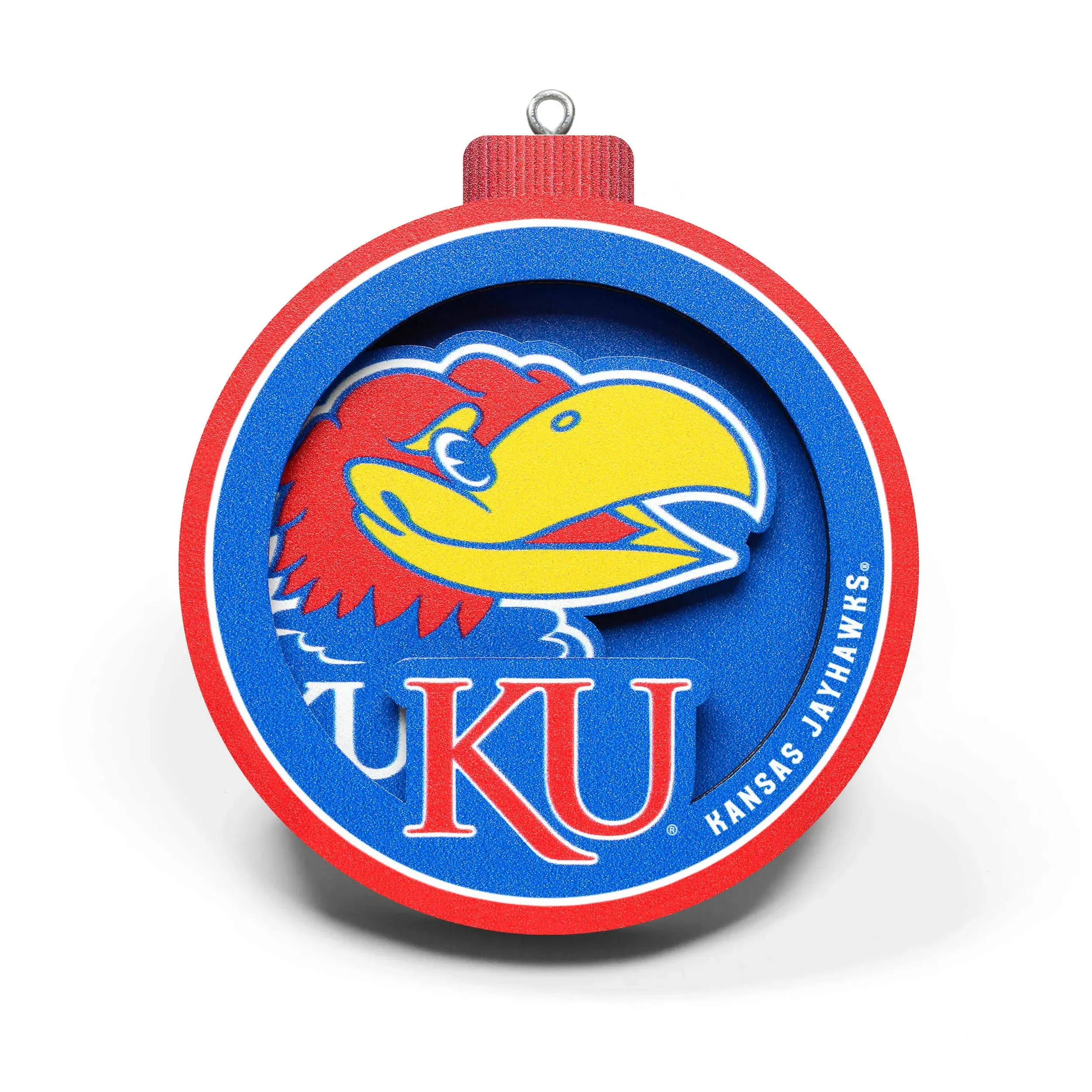 YouTheFan NCAA Kansas Jayhawks 3D Logo Series Ornament, team colors