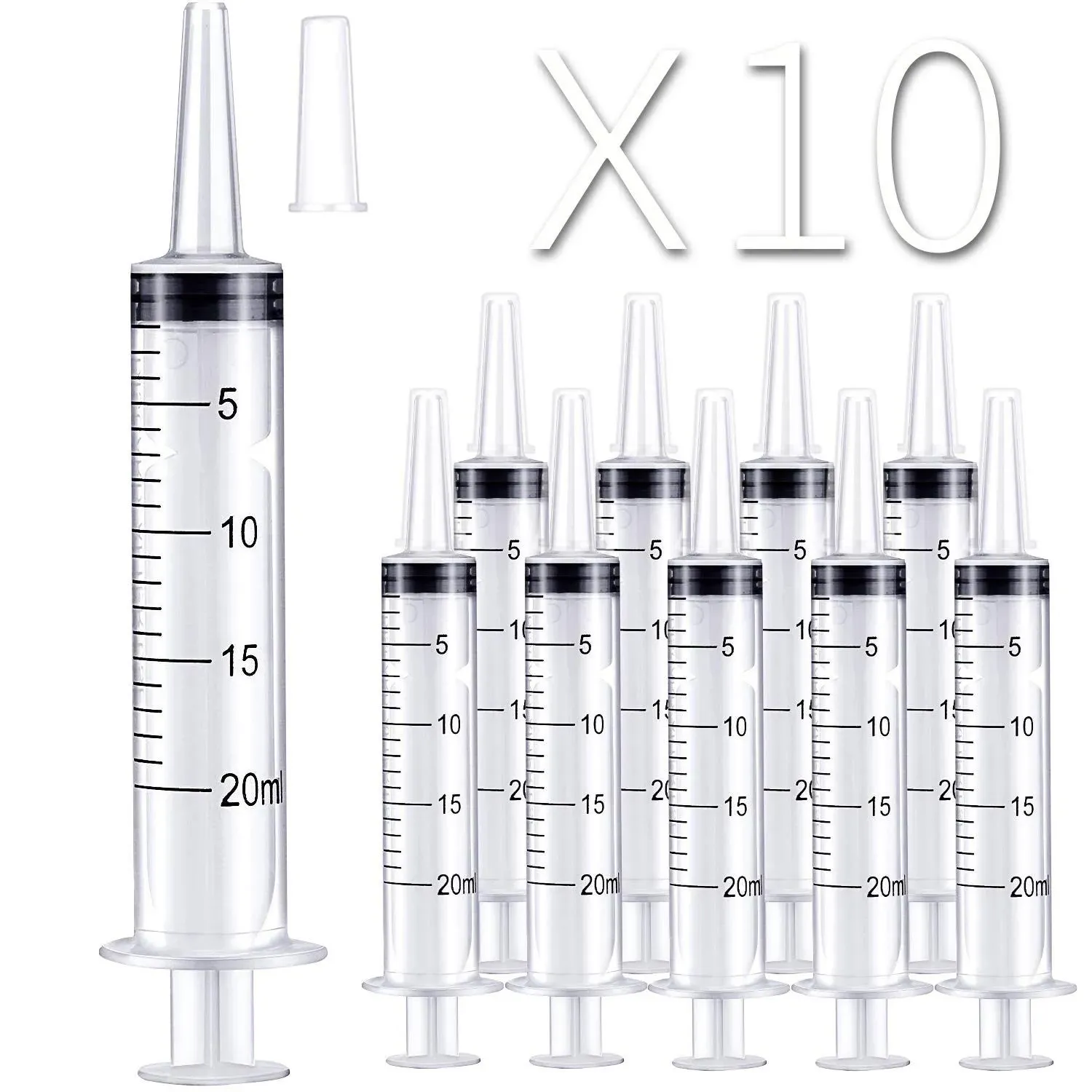 10 Pack 20ml/cc Plastic Syringe Large Syringes Tools Catheter Tip Indi