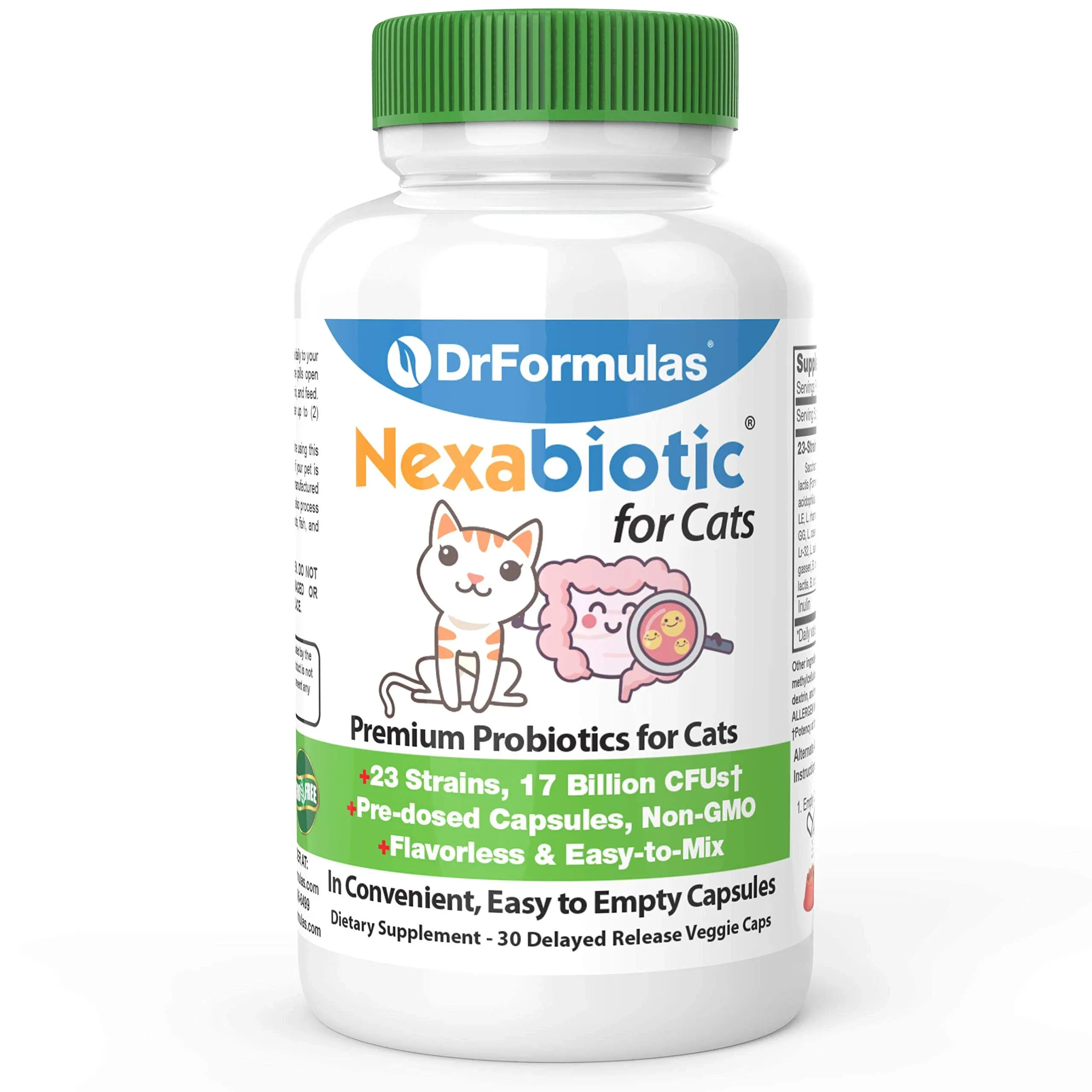 DrFormulas Nexabiotic Probiotics for Cats Powder | Treats Diarrhea for Pets with Saccharomyces Boulardii Lactobacillus Acidophilus, Best Probiotics