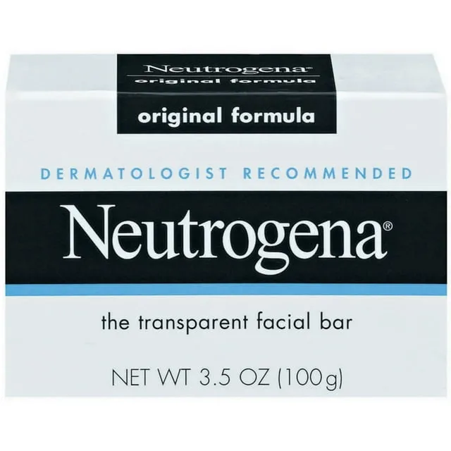 Neutrogena Original Fragrance-Free Facial Cleansing Bar with Glycerin, Pure & Transparent Gentle Face Wash Bar Soap, Free of Harsh Detergents, Dyes & Hardeners, 3.5 oz (Pack of 3)