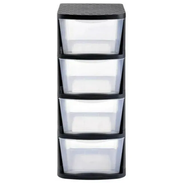 Juggernaut Storage Plastic Storage Tower with 4 Cubby Shelves, Black, up to 60 lbs